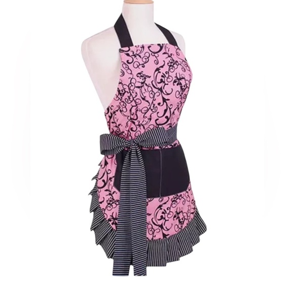 Flirty Apron Pink and Black Ruffles - Picture 4 of 5
